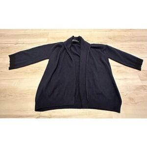 Parrish LA Women Small 100% Cardigan Sweater Open Front Oversize‎ Navy Blue